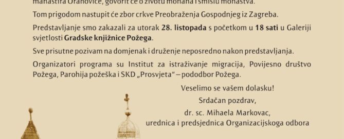 Gradska knjižnica Požega - predstavljanje publikacije Manastir Orahovica u prošlosti i sadašnjosti