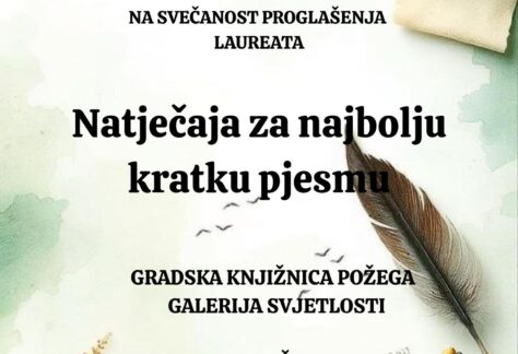Gradska knjižnica Požega - Svečanost proglašenja laureata Natječaja za najbolju kratku pjesmu