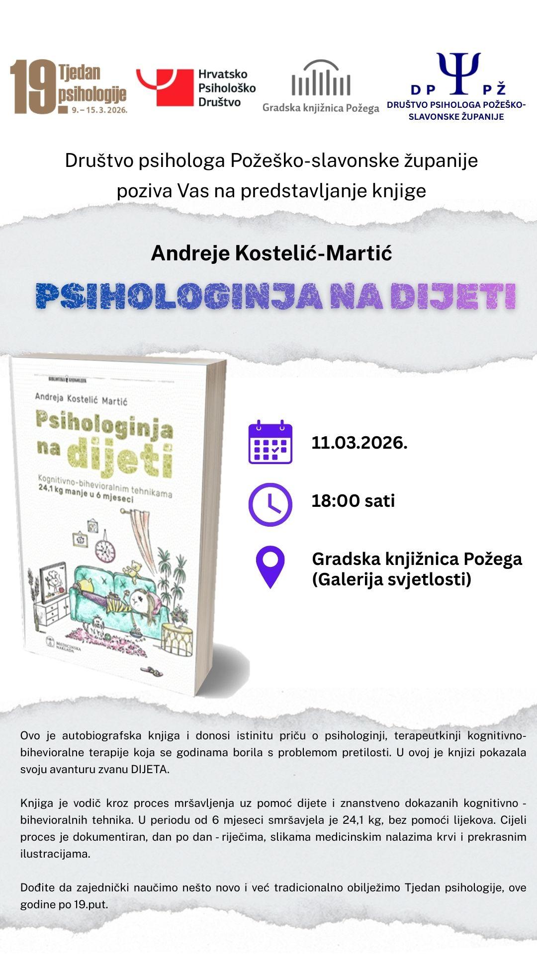 Gradska knjižnica Požega - predstavljanje knjige Psihologinja na dijeti