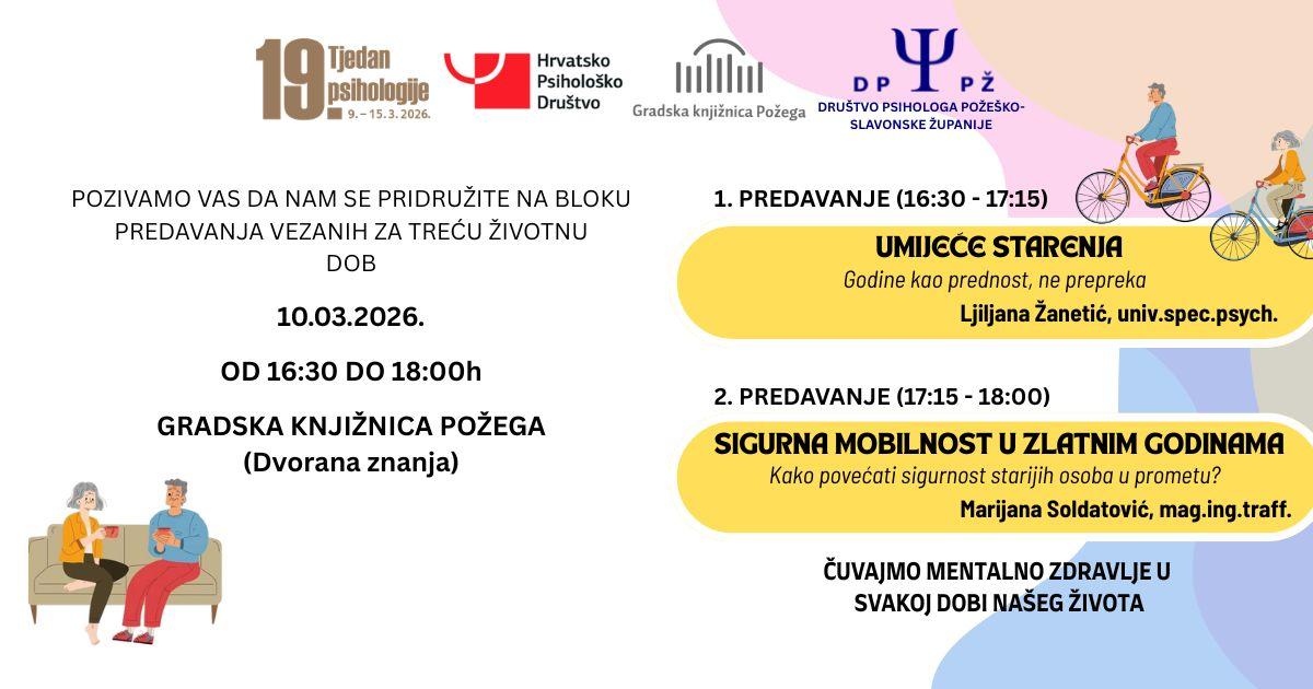 Gradska knjižnica Požega - Predavanja povodom 19. Tjedna psihologije
