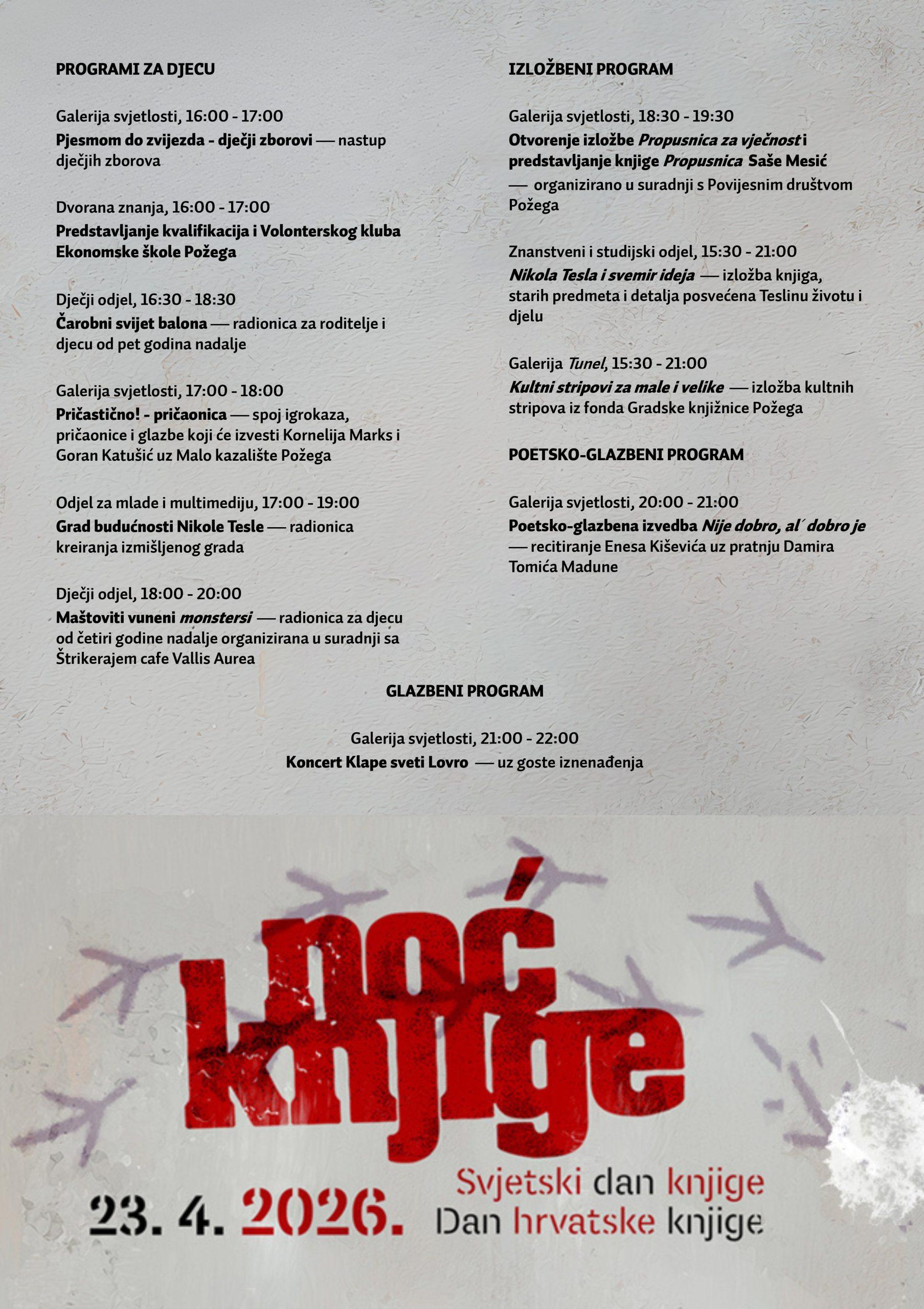 Gradska knjižnica Požega - Noć knjige 2026.