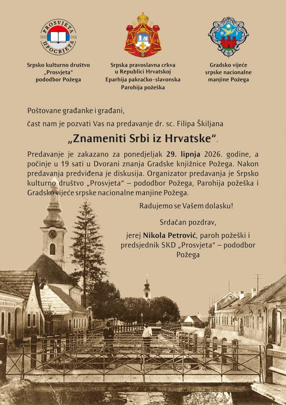 Gradska knjižnica Požega - predavanje Znameniti Srbi iz Hrvatske