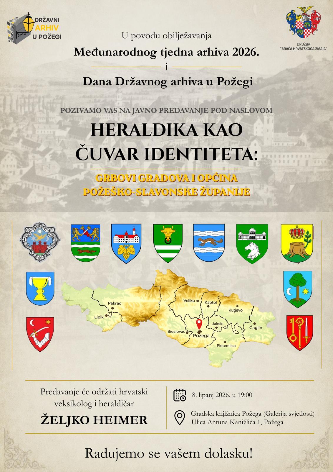 predavanje Heraldika kao čuvar identiteta: Grbovi gradova i općina Požeško-slavonske županije